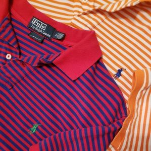 2× Ralph Lauren Mens L striped polo shirts
